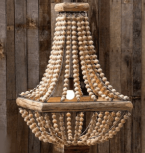 wood bead chandelier