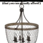 chicken wire light pendant with text overlay - 23 Joanna Gaines inspired farmhouse light fixtures that you can actually afford.