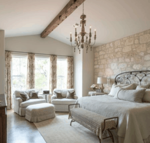 Farmhouse Master Bedroom Wood Beams Shabby Chic Bedroom