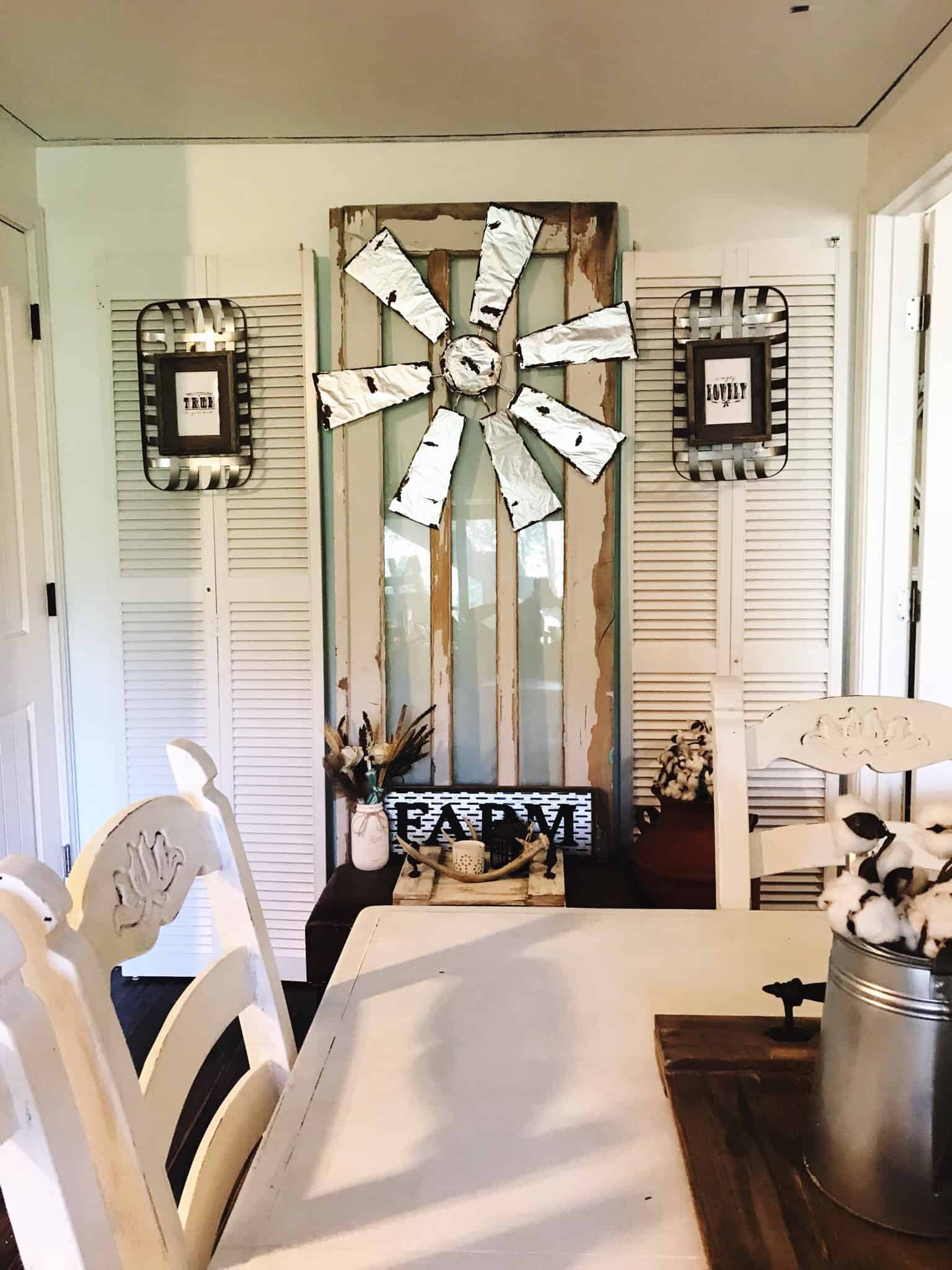 Farmhouse home decor, windmill decor, diy windmill