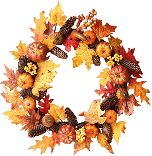 fall wreath pumpkin wreath fall leaves fall home decor pinecone decor