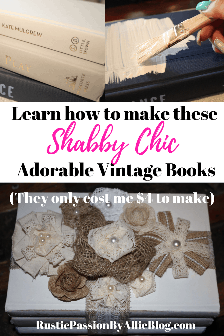 Learn how to make these Vintage Shabby Chic white books. They are so fun and are the cutest affordable craft. It will only take you a few minutes to make and you will love these antique painted books.