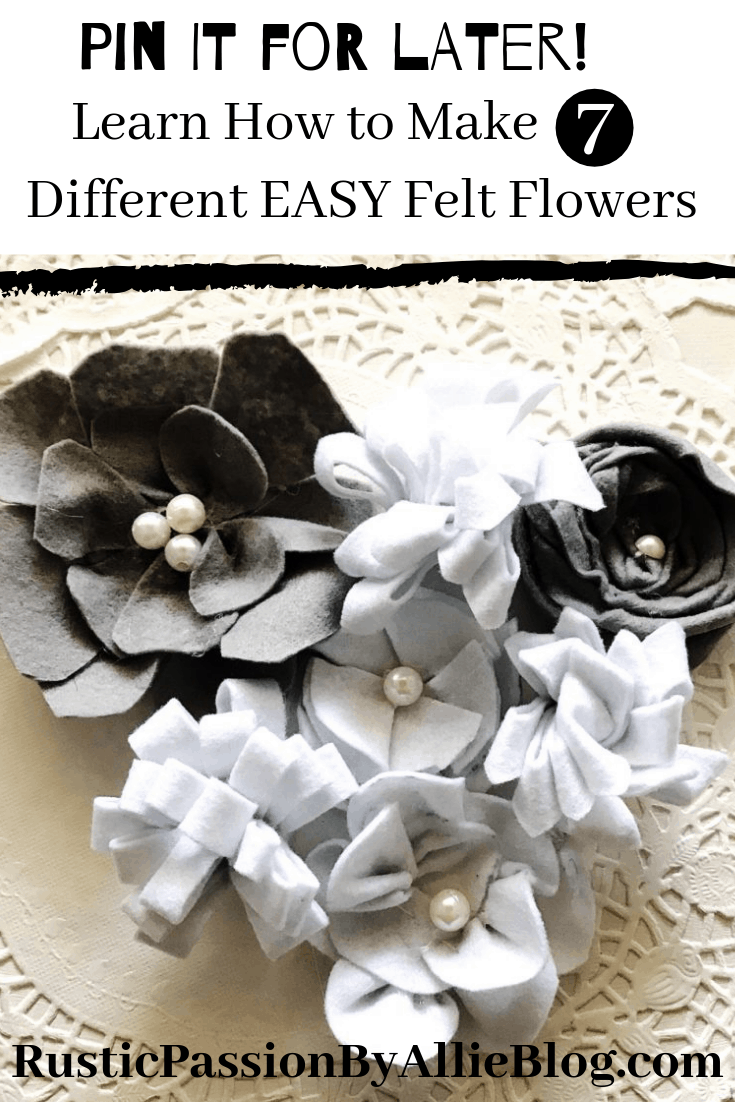 These different felt flowers are so quick and easy to make. Felt flowers can be used as an accent decoration on so many things. I often use them on headbands, in wedding bouquets, centerpieces, vintage books. And so much more. Read this blog post to find the cutest fabric felt flowers that only take a few minutes to make. #diyfeltflowers #feltcrafts #diyfeltcrafts
