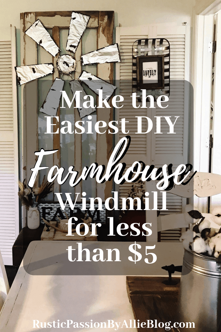 The easiest DIY windmill for less than $5. If you love Farmhouse Home Decor and diy crafts you will enjoy making this cute Farmhouse Windmill. Get inspired by this Joanna Gaines lookalike home decor.