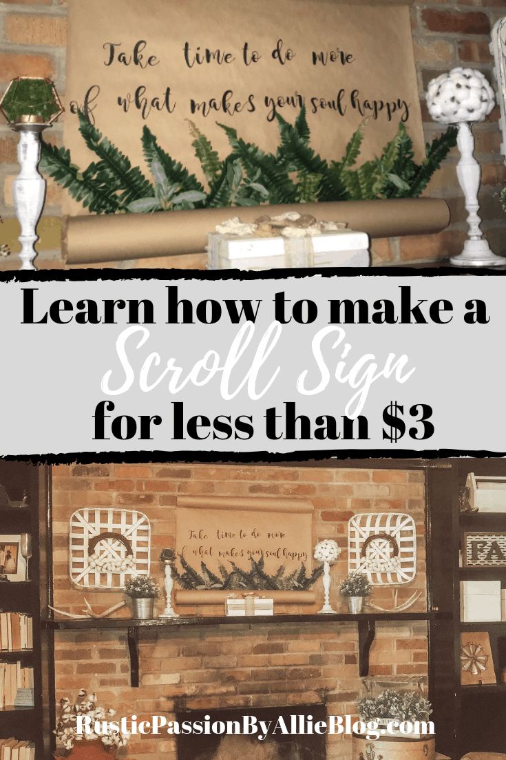 Learn how to make this Farmhouse DIY Scroll Sign. It's the cutest affordable wall hanging. You will displaying this in your neutral living room or your modern farmhouse master bedroom. #diyscrollscript #diyscrollsign #scrollsign #wallhanging