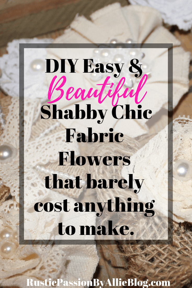 Learn how to make these adorable shabby chic fabric flowers. They are made from jute, lace, and burlap ribbons. They are so cute and go on anything. They are perfect for little girl diy headbands, wedding decor or wedding bouquets.