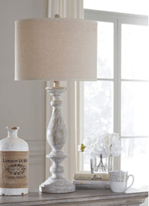 White distressed farmhouse lamp