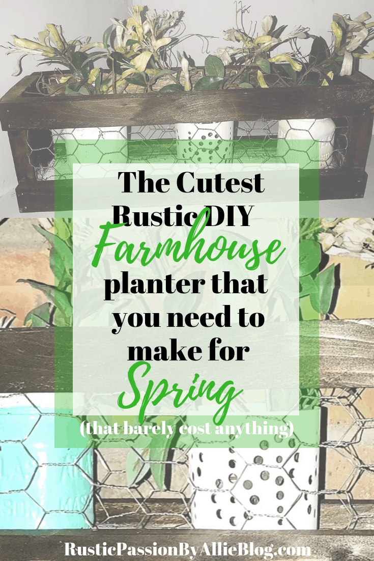 Close up chicken wire planter with text overlay - the cutest rustic diy farmhouse planter that you need to make for spring that barely costs anything