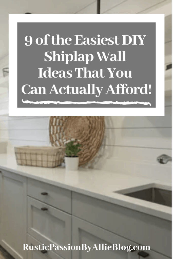 DIY white shiplap wall in laundry room with text overlay - 9 of the easiest diy shiplap wall ideas that you can actually afford