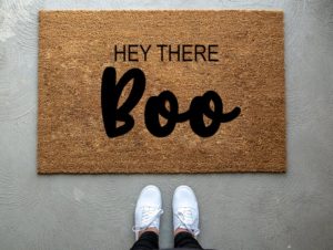 hey there boo fall door mat