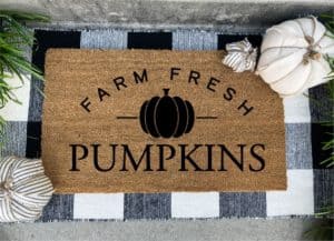 farm fresh pumpkins fall door mat