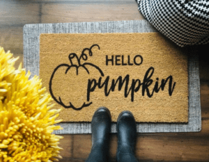 hello pumpkin fall door mat