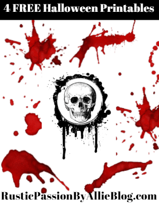 red splattered blood with skull free halloween printable