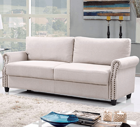 farmhouse couch - neutral living room furniture