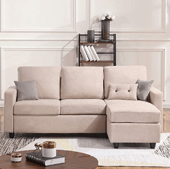 farmhouse couch - neutral living room furniture