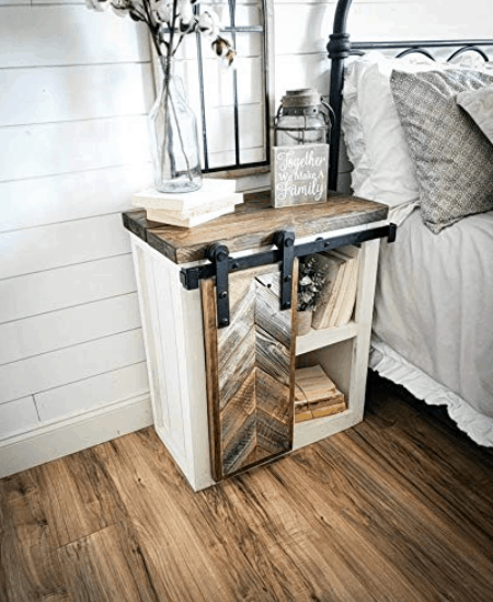rustic wooden nightstand